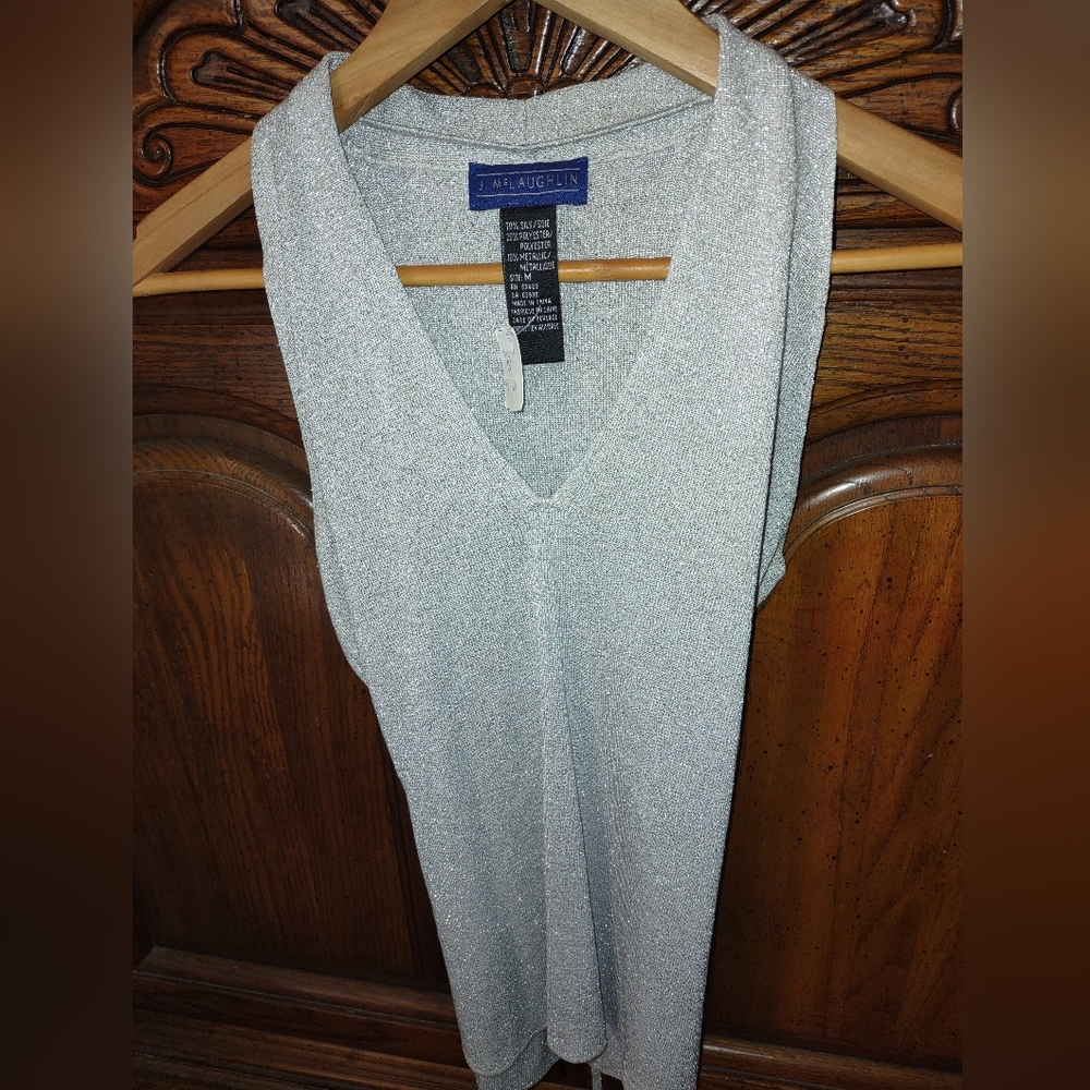 Beautiful silver shimmering J. McLaughlin vintage top
